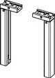 Teleskopbefestigungen aus Metall, geeignet für die Montage von Modulen. Das Bild zeigt zwei Halterungen mit Befestigungselementen von TECE.